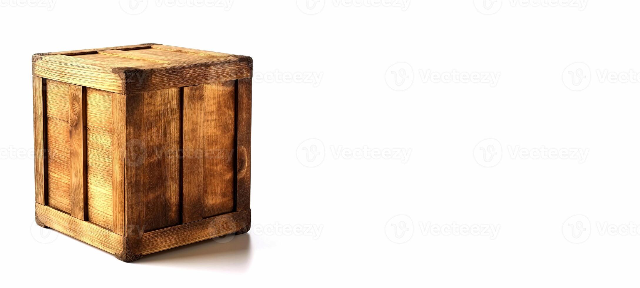 Wooden container on white background. photo