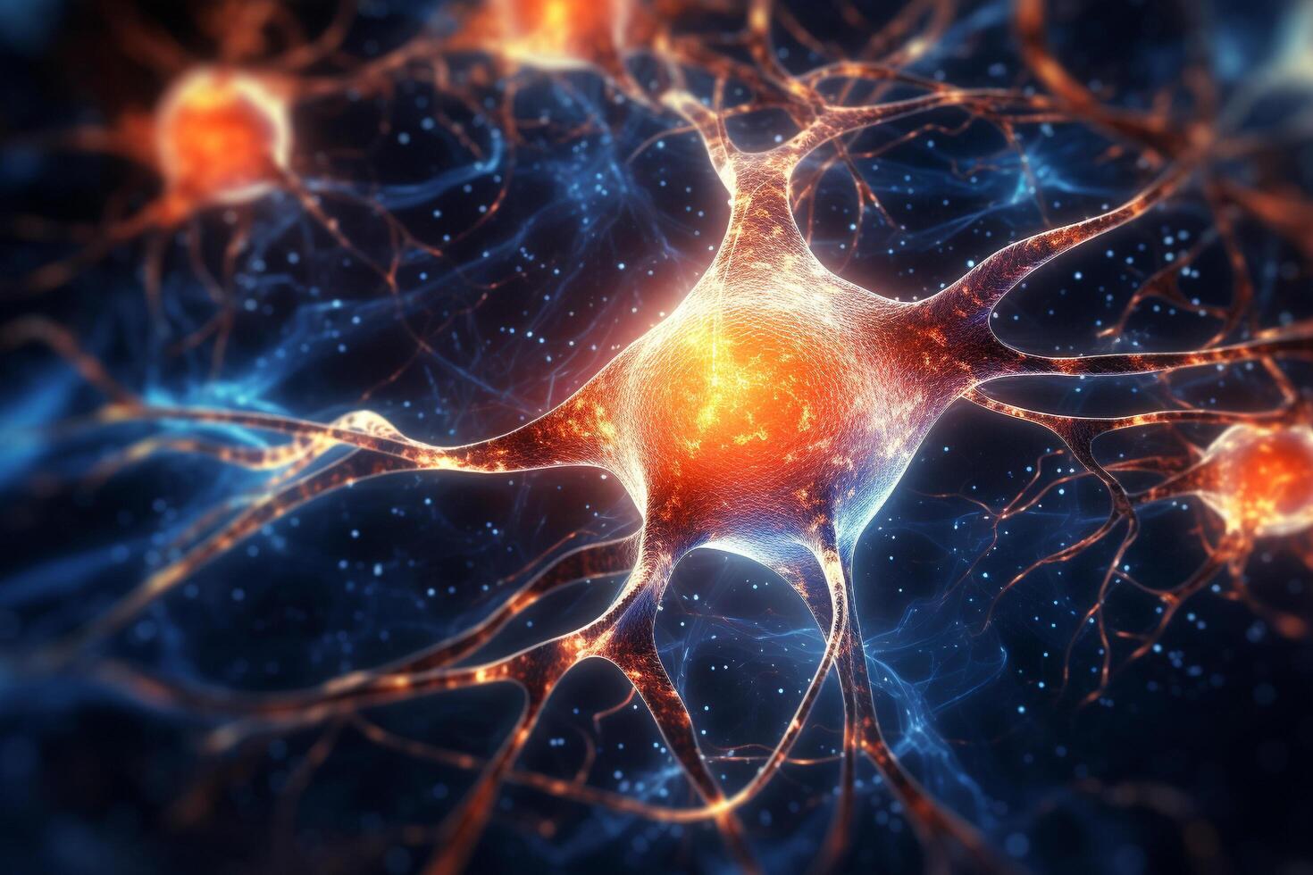 neuronal células en el cerebro, neurociencia científico, medicina biología fondo, generativo ai foto