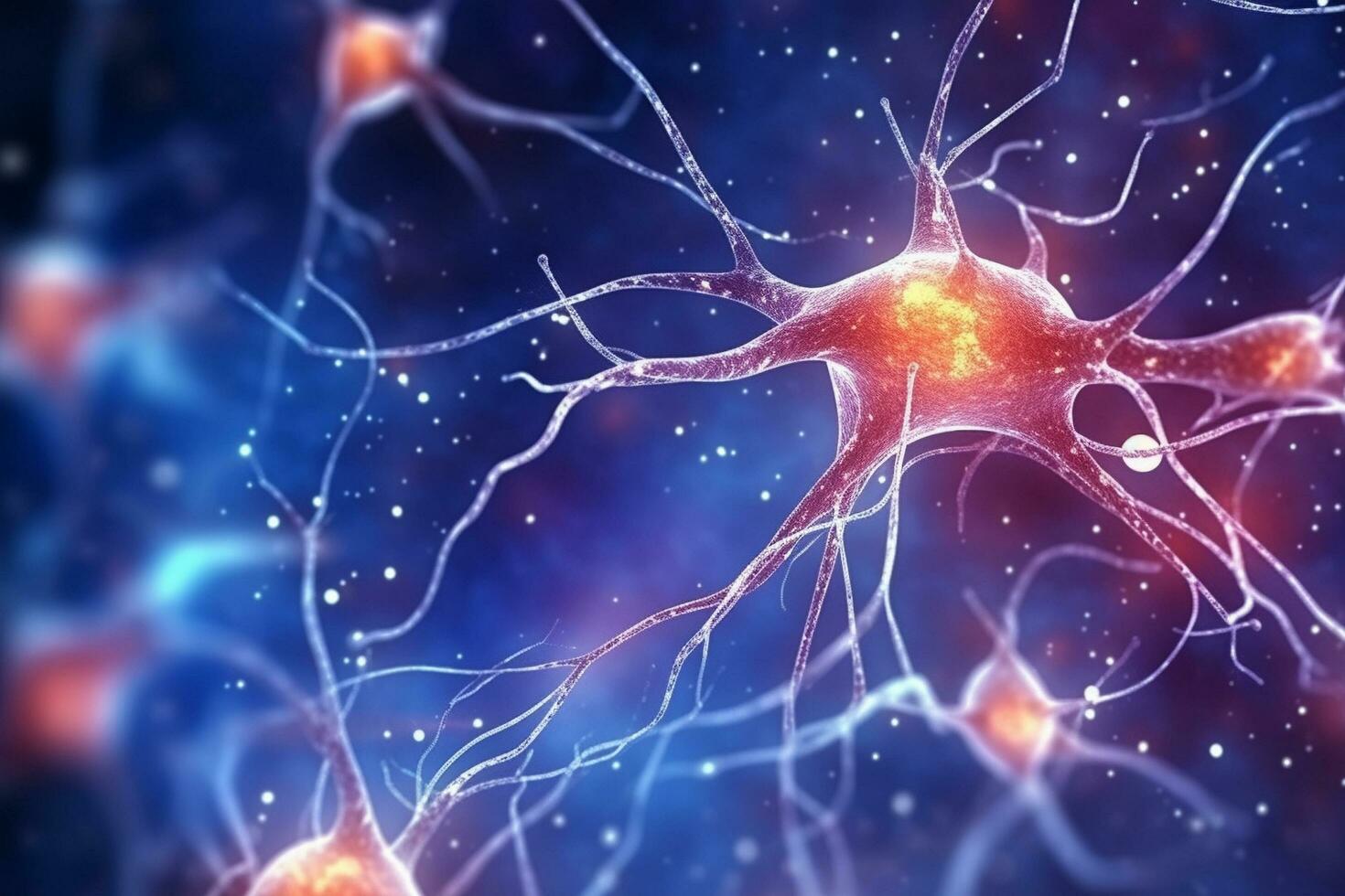 Neuronal cells in the brain, neuroscience scientific, neuroscience, brain, medical biology background, Generative AI photo