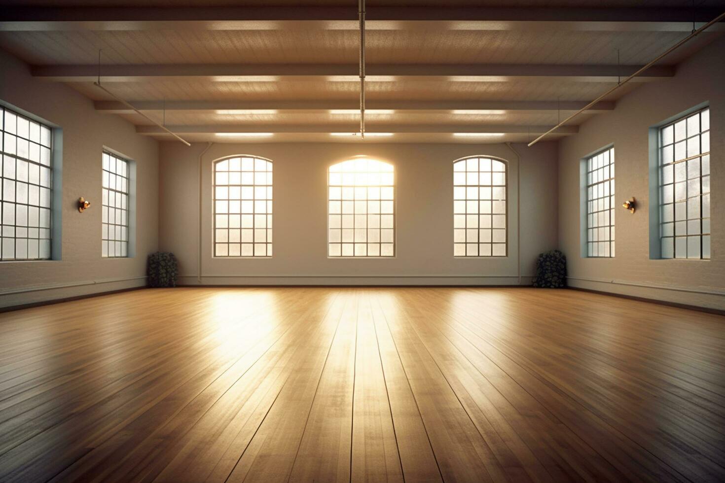 Yoga class, empty yoga studio, meditation, yoga background, Generative AI photo