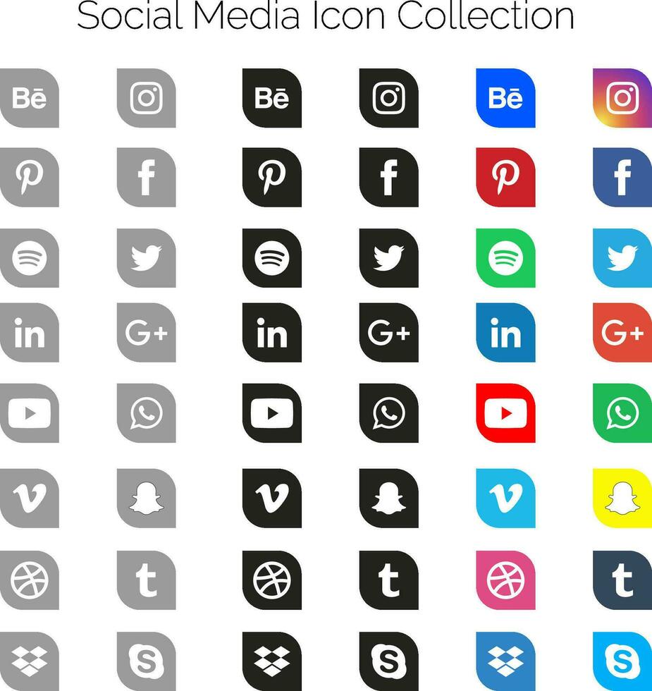 social medios de comunicación icono conjunto para descargar vector