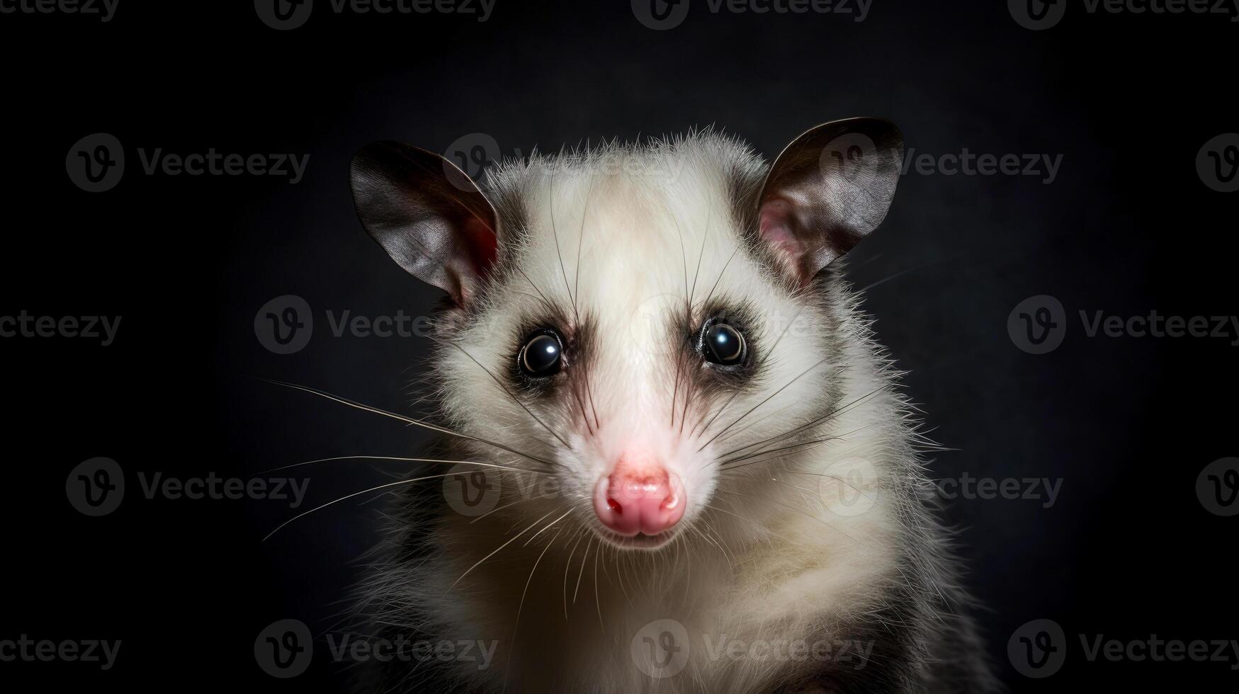 Virginia zarigüeya. estudio retrato de un sonriente zarigüeya. ai generado foto