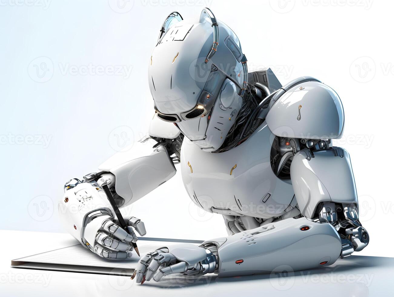 Robot writing. Concept of AI writing assistant. photo