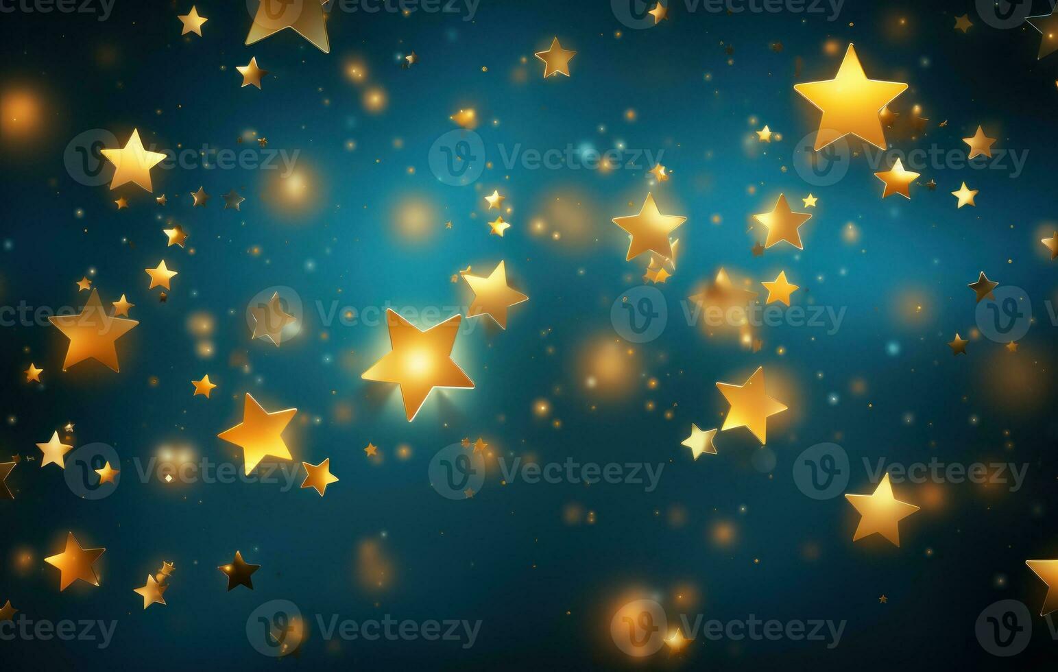 Blue background with golden stars photo