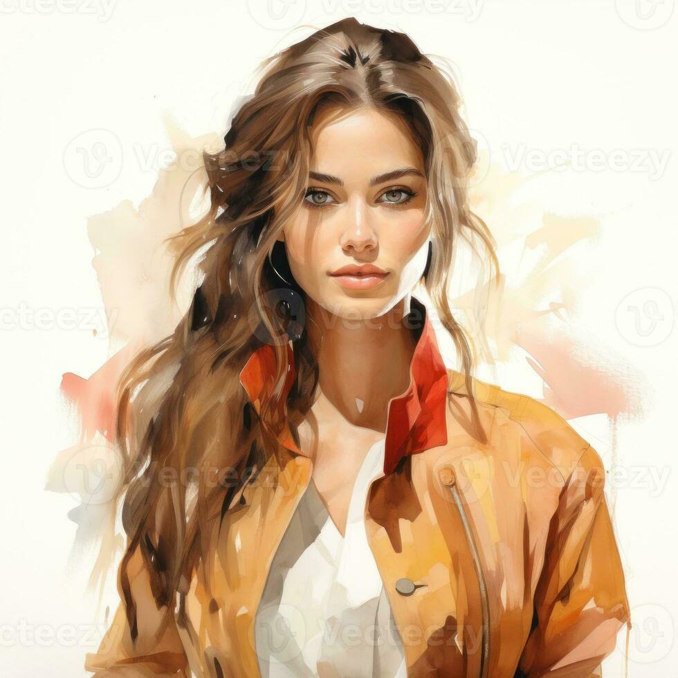 Fashion watercolor girl isolated photo