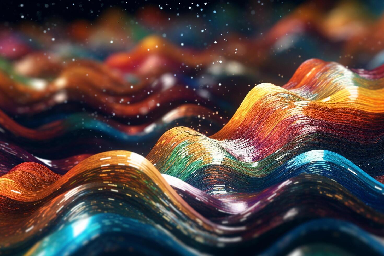 Wavy abstract shapes with glittering effect, wavy abstract background, photo