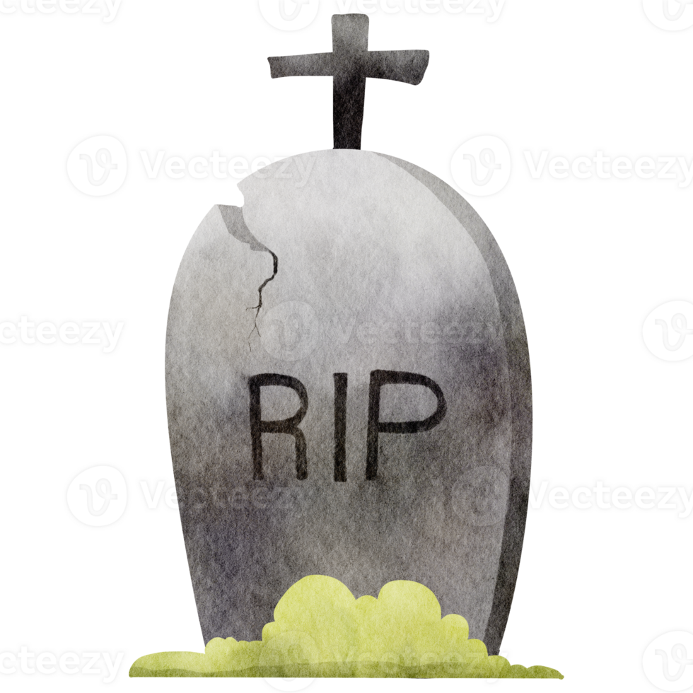 Watercolor cartoon gravestone png