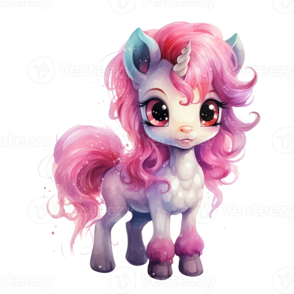 Cute watercolor pony isolated png
