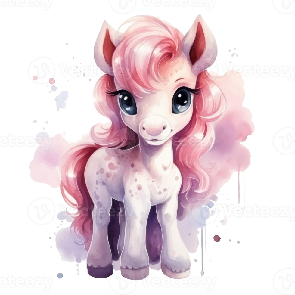 Cute watercolor pony isolated png