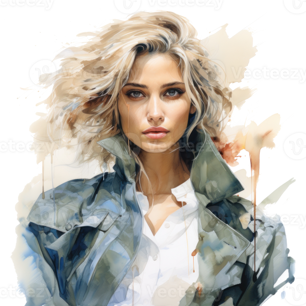 Fashion watercolor girl isolated png
