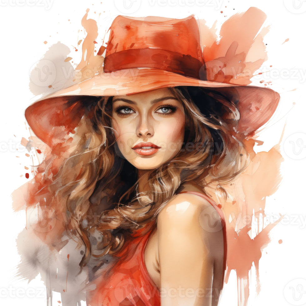 Fashion watercolor girl isolated png