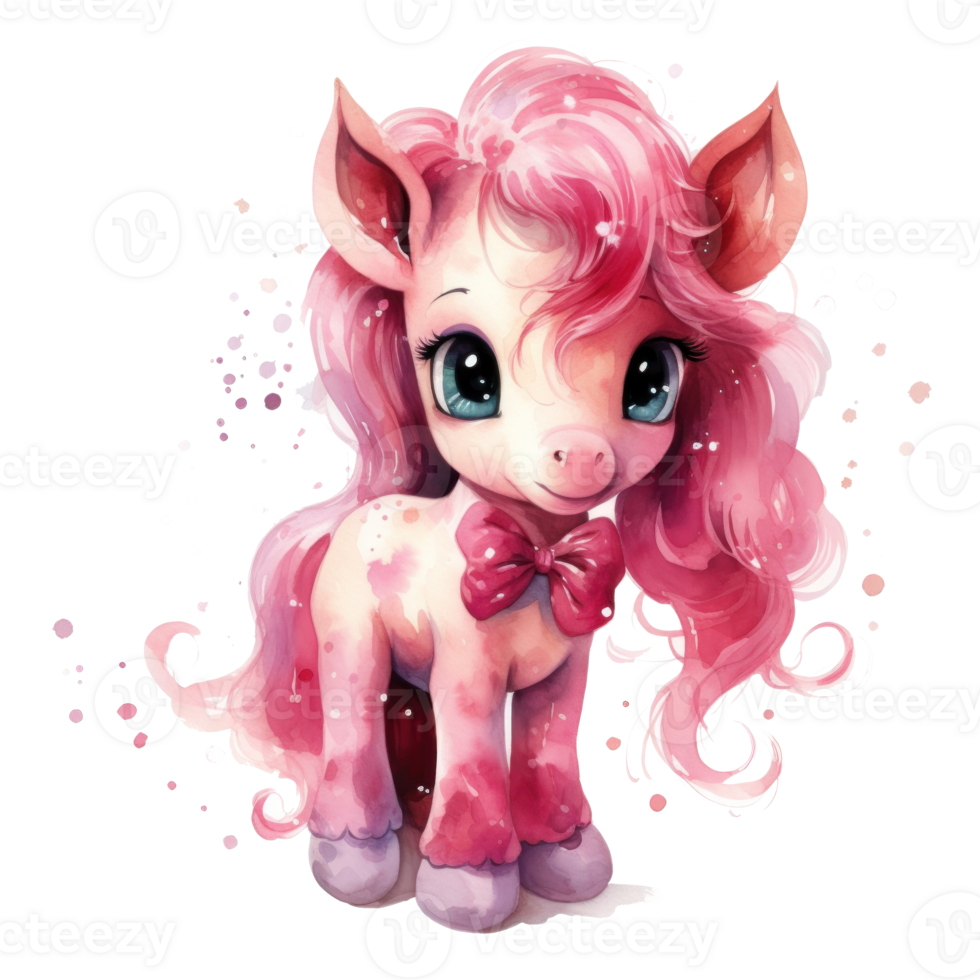 Cute watercolor pony isolated png