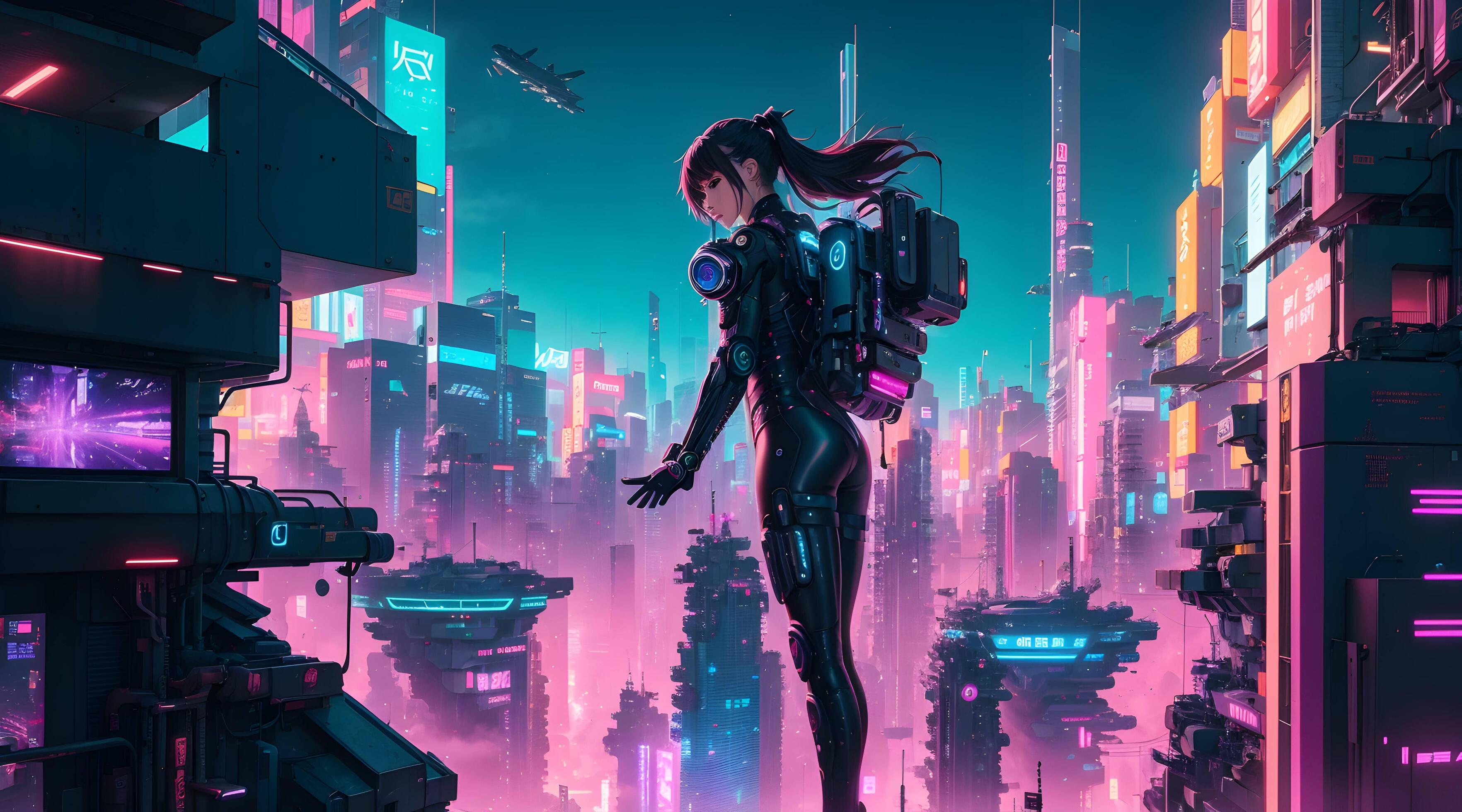 Dive into a futuristic cyberpunk cityscape in this captivating 4K anime  wallpaper 26481313 Stock Photo at Vecteezy