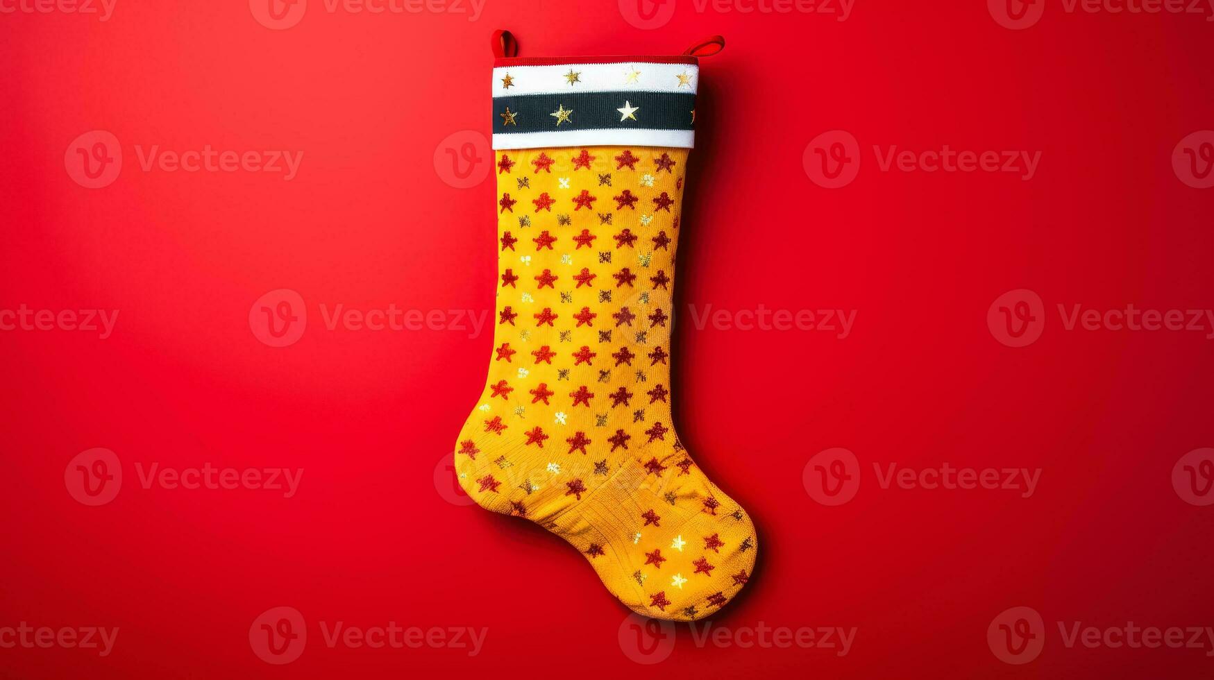 Christmas sock isolated on vivid background photo