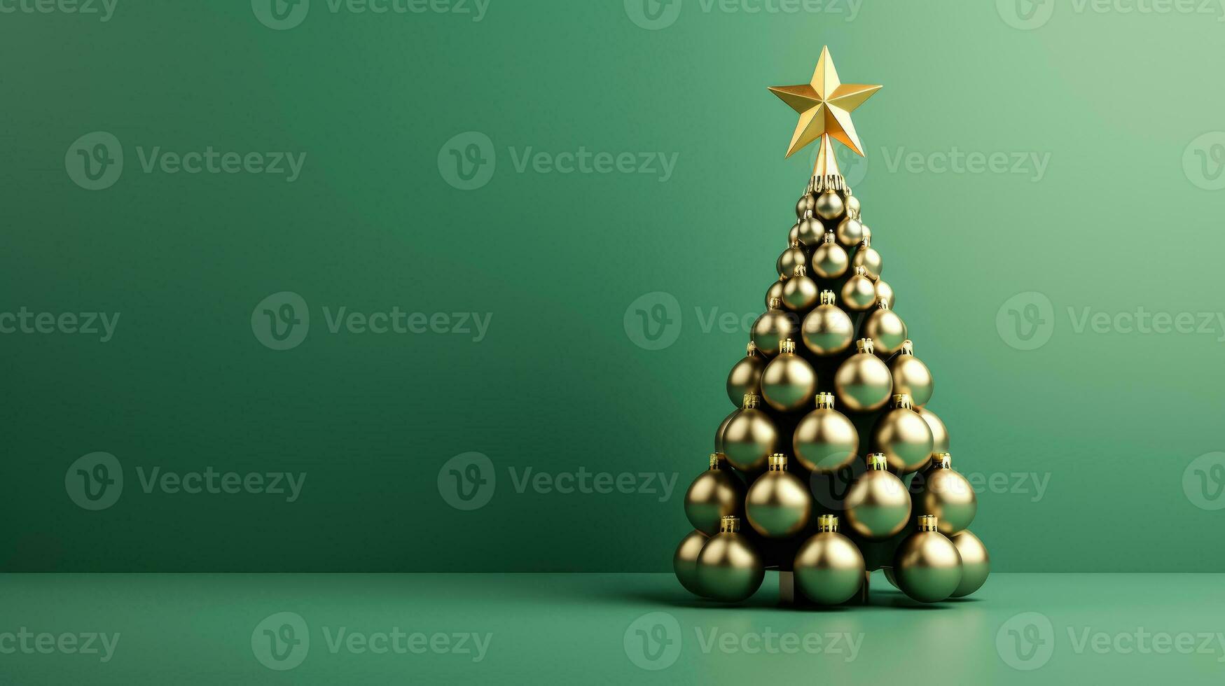 Creative art style christmas tree on a green background minimalism photo