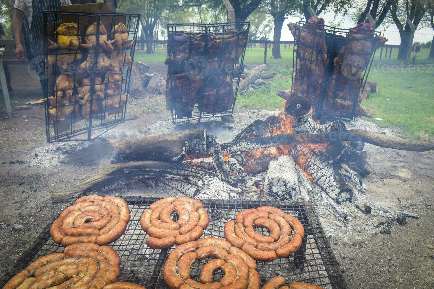 Barbecue, grilled sausages , traditional argentine cuisine photo
