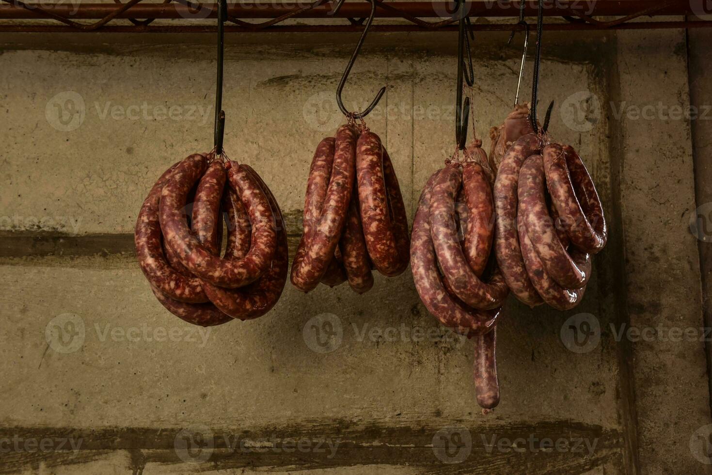 Handmade sausages traditional preparation, Patagonia, Argentina photo