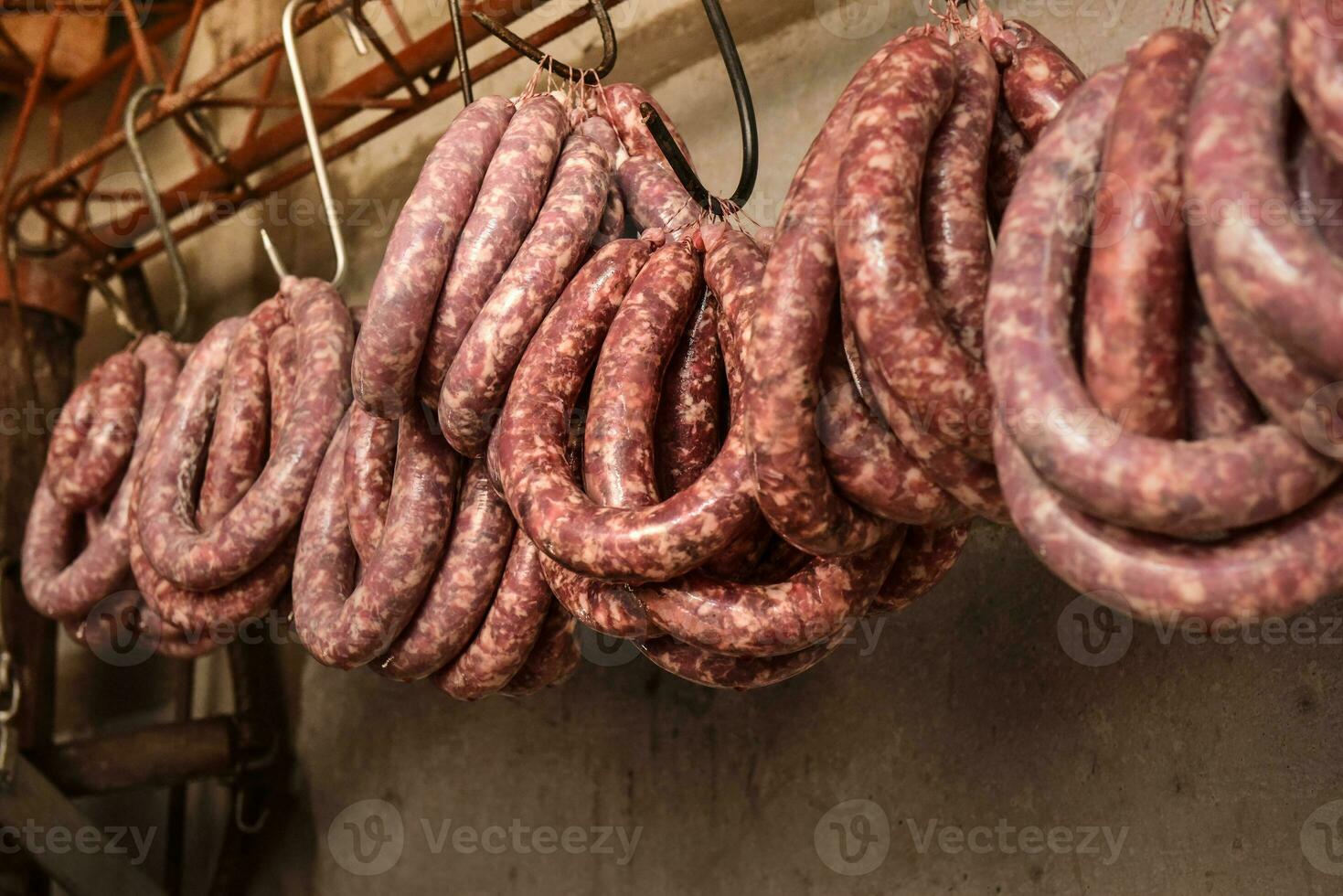 Handmade sausage preparation, Argentine tradition, Pampas, Patagonia photo