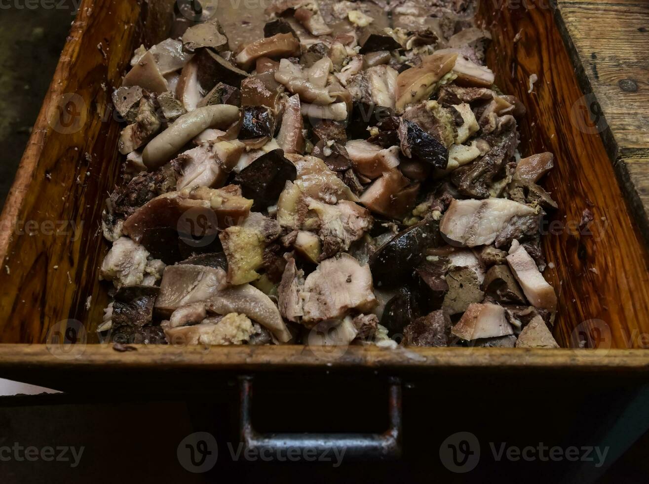 Pork meat, ingredient to prepare white blood sausage, Argentina photo