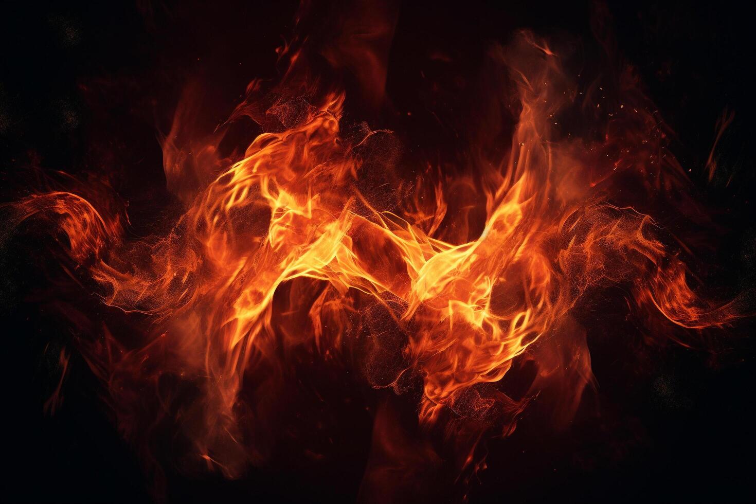 Flames of fire on a dark background, photo