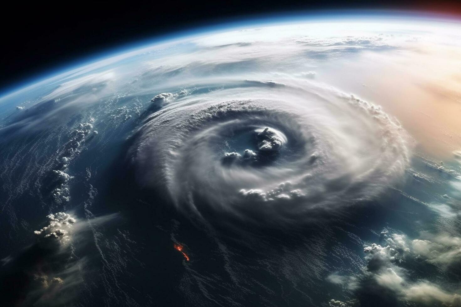 Planet Earth during a hurricane, a Stunning View of Nature's Fury, Generative AI photo