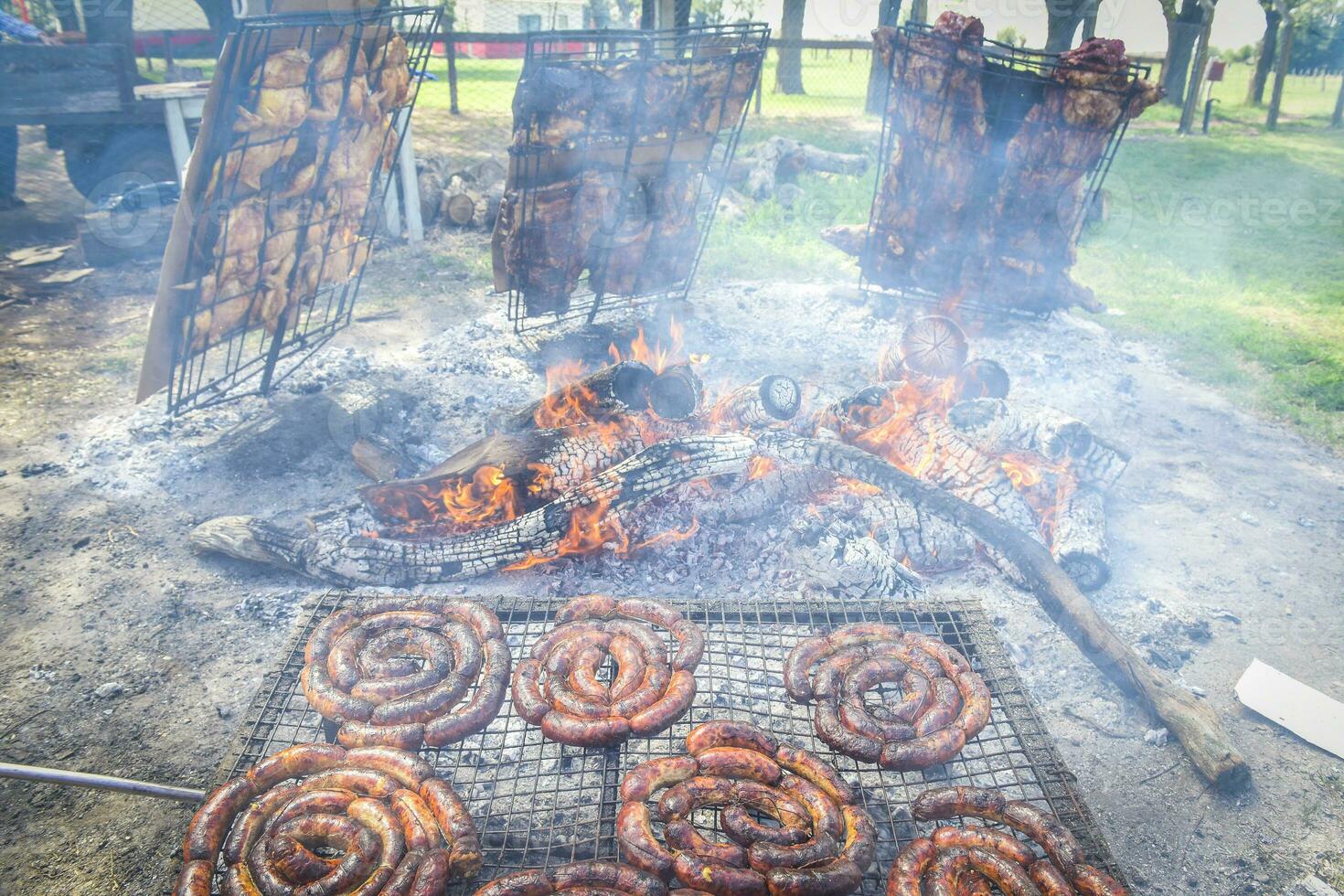 Barbecue, grilled sausages , traditional argentine cuisine photo