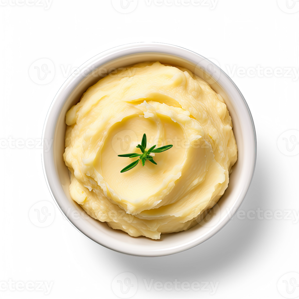 Mashed potatoes top view isolated on transparent background png