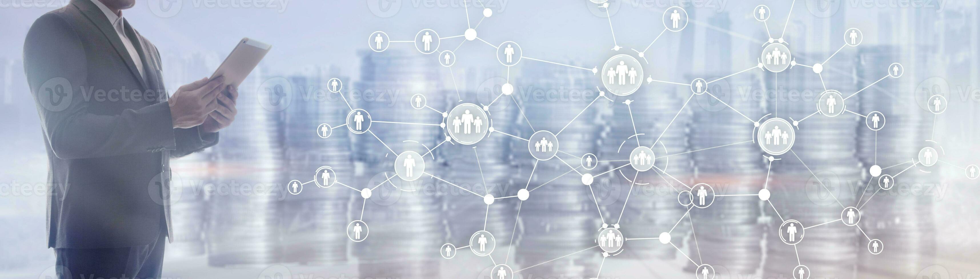 People connection technologies for business. Mixed media. photo