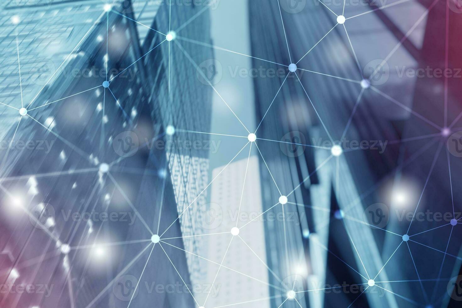Futuristic Cyber Network. Smart City Concept. Abstract Line Connection. photo