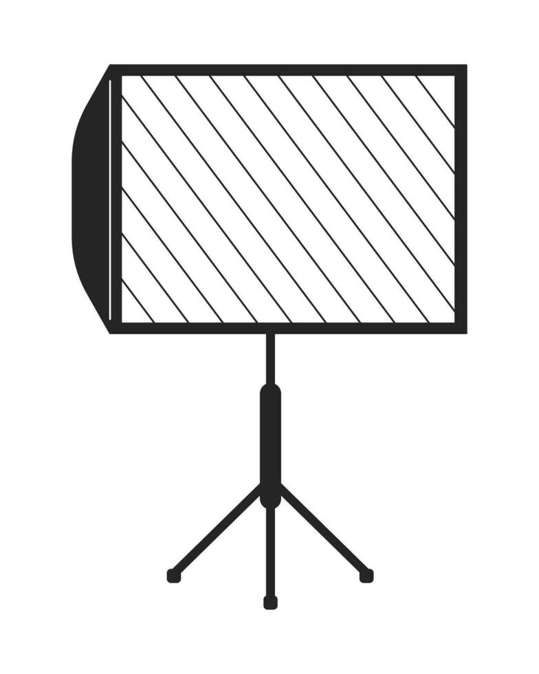 LED panel on tripod flat monochrome isolated vector object. Light equipment for photo studio. Editable black and white line art drawing. Simple outline spot illustration for web graphic design