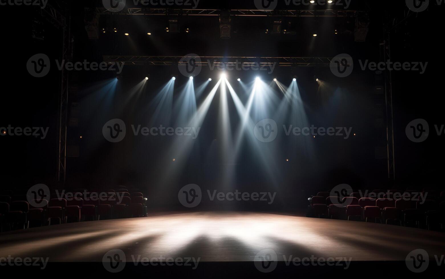 A scene flooded with spotlights. AI, photo