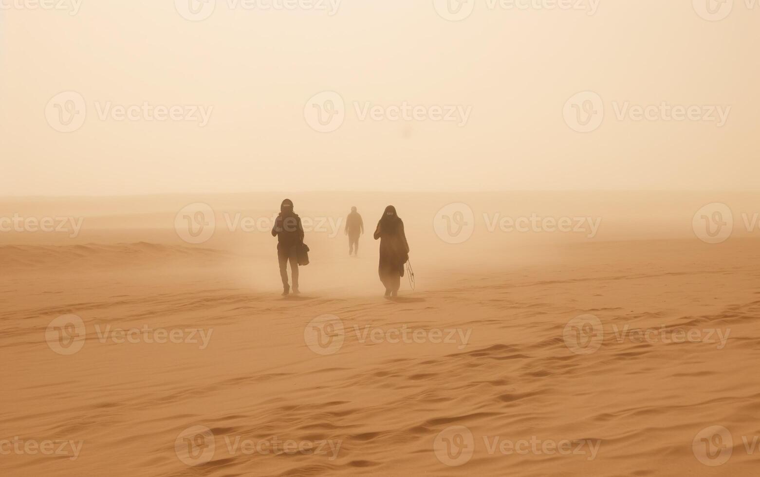 A strangers on the desert at sunset. AI, photo