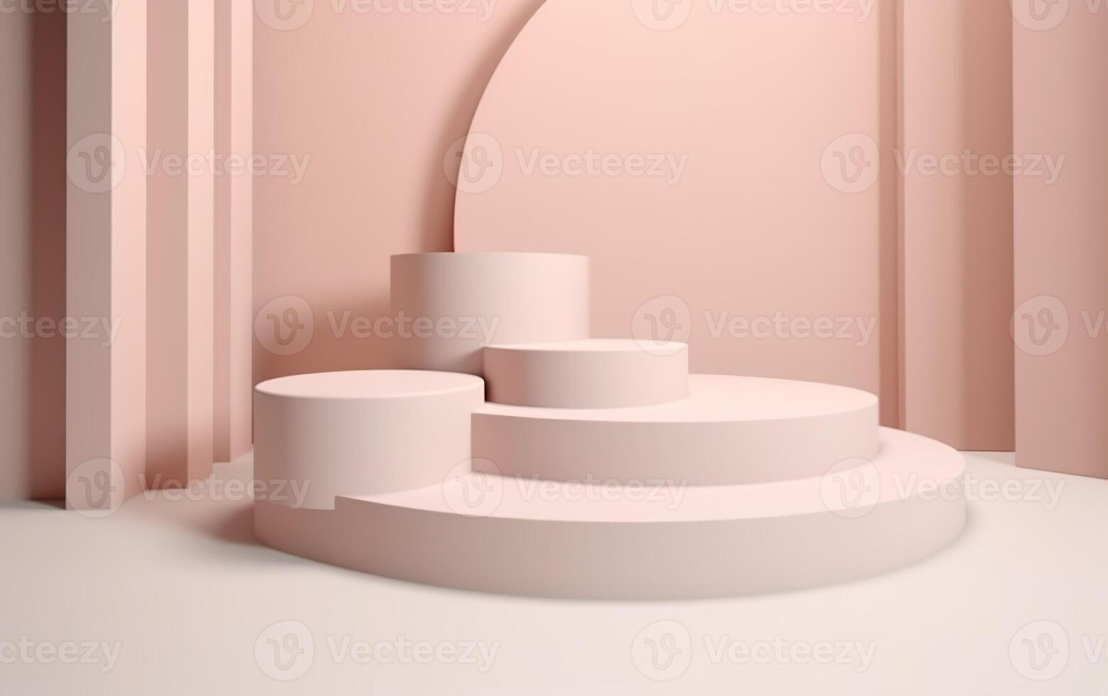 Pink podium with spotlights. AI, photo