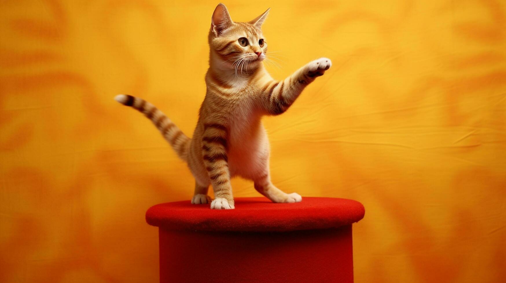 AI Generated Cat Standing on Podium photo