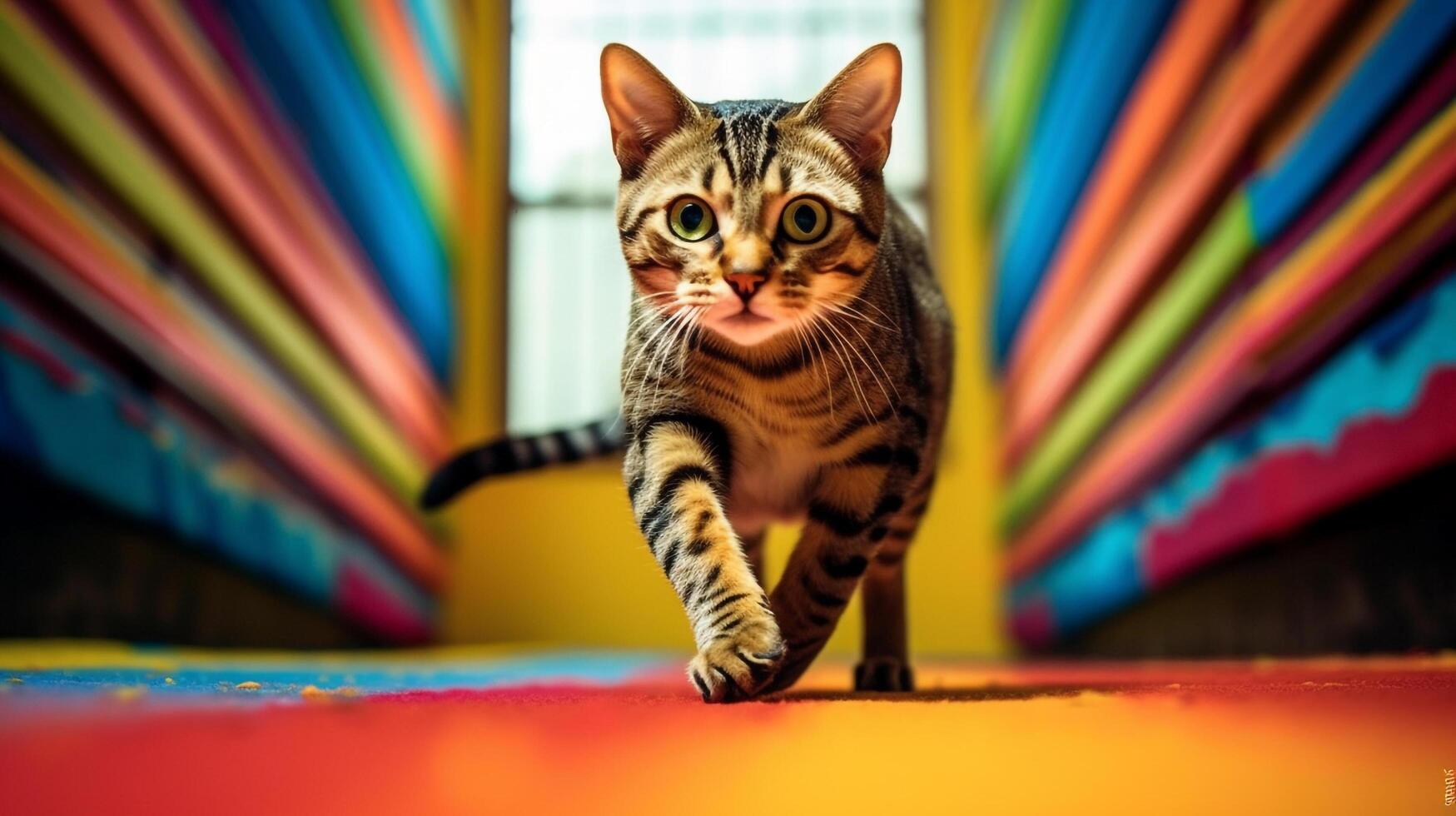 AI Generated Cat Walking to Camera photo