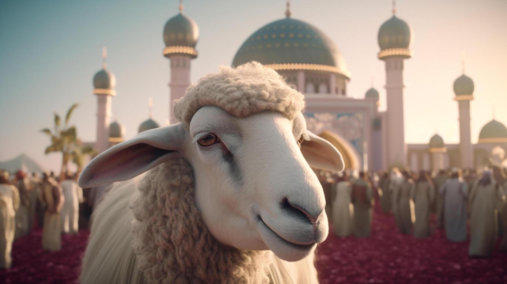 AI Generative Sheep on Eid Al Adha Festival photo