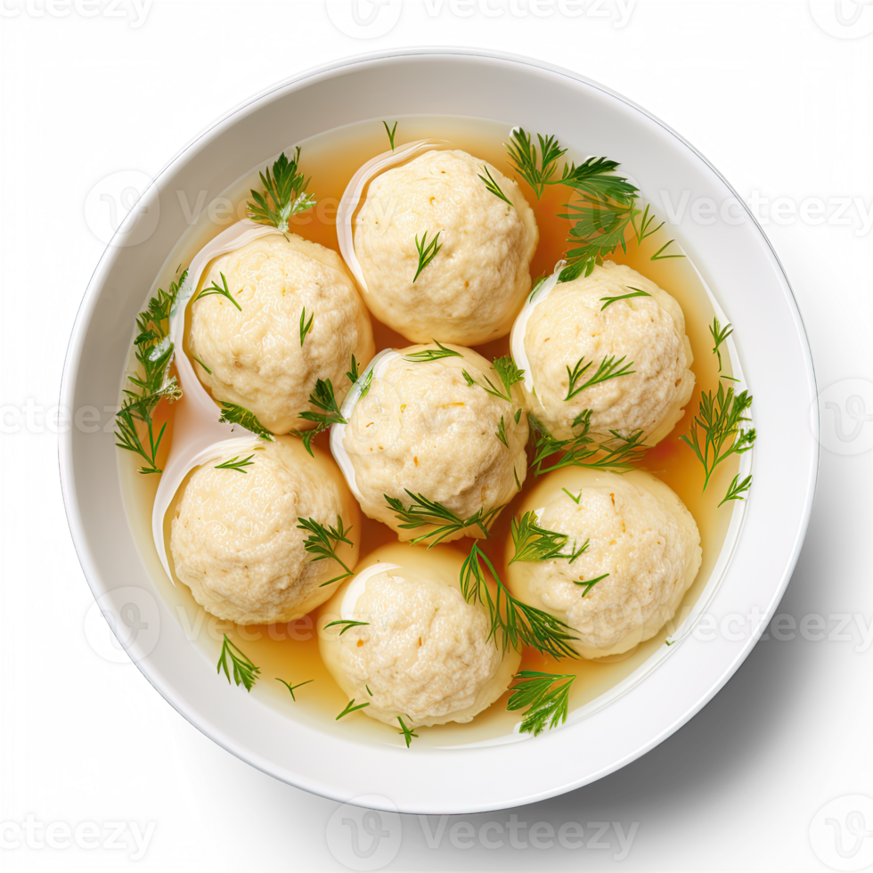 Matzo ball soup isolated on transparent background png