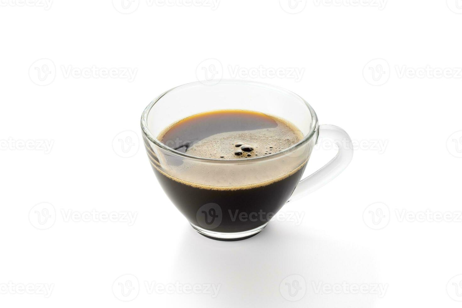 Hot coffee in a transparent glass cup isolated with clipping path on white background. photo
