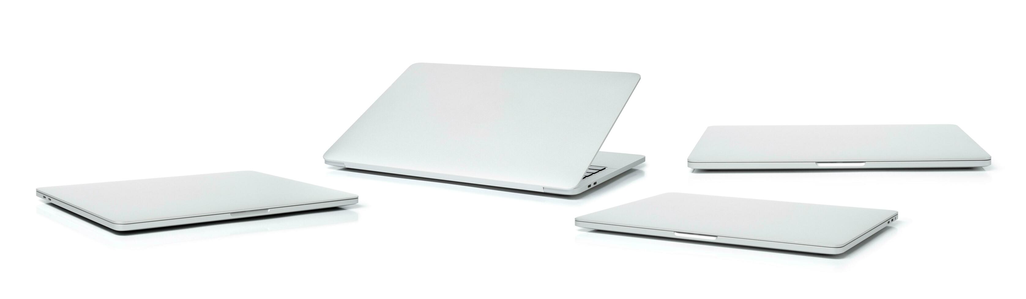 Collection of laptop closed. Computer or notebook turn off isolated on white background photo