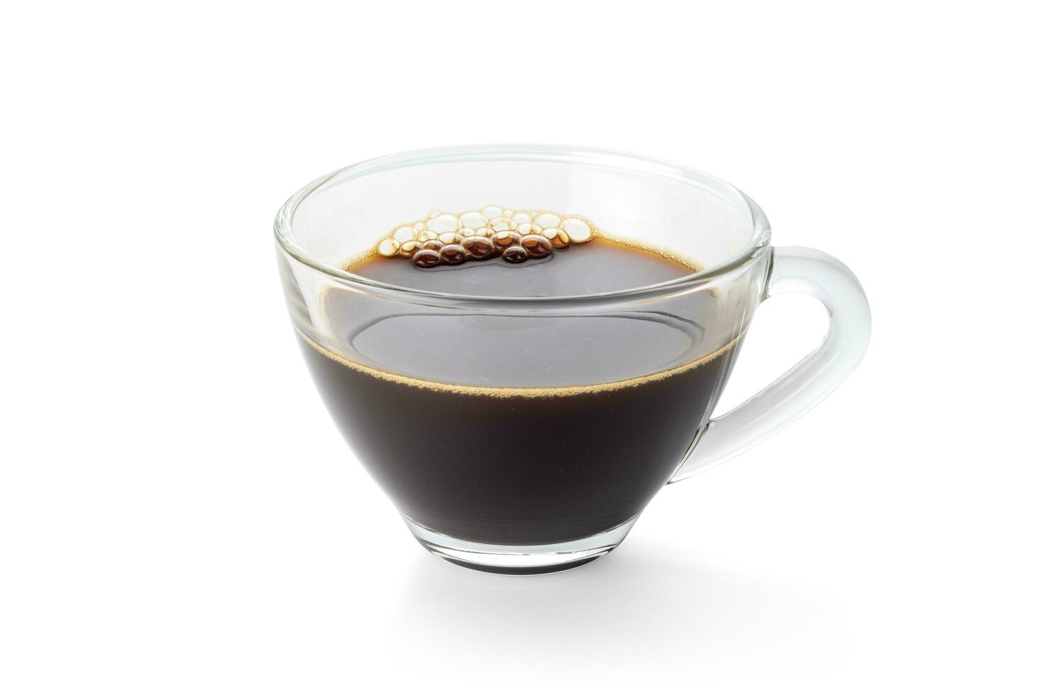Hot coffee in a transparent glass cup isolated with clipping path on white background. photo
