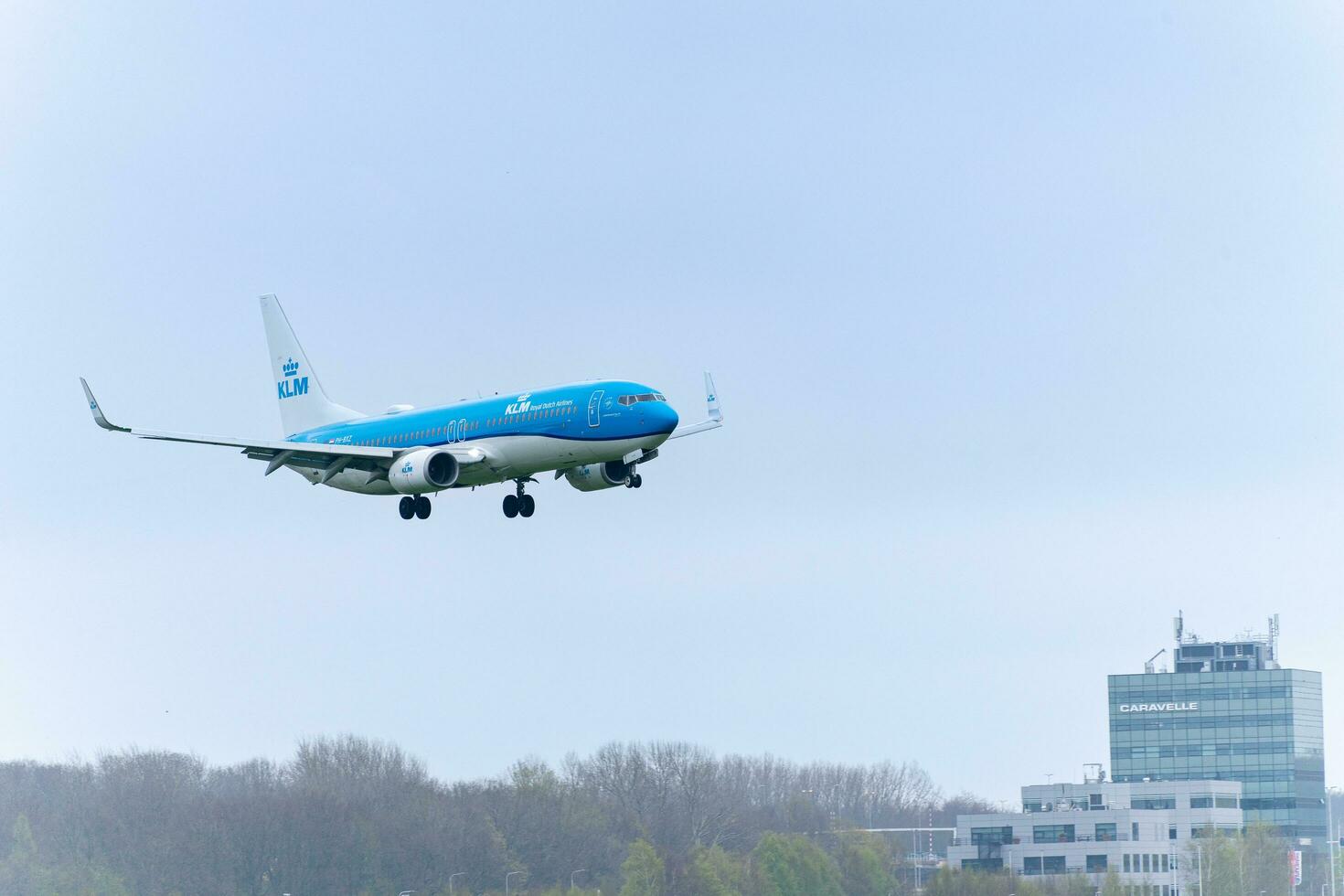 KLM Airplane ready for landing at Schiphol airport Amsterdam, Netherlands april 15 2023. photo
