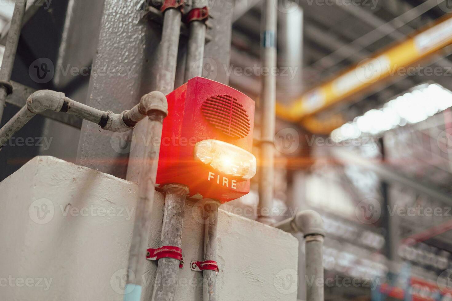Fire Alarm Fire Detector with quick strobe light alert speaker wall mount for industrial building safety equipment. photo