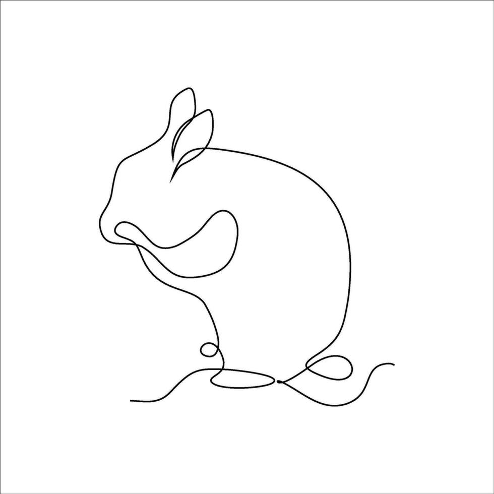 continuous line drawing of rabbit vector