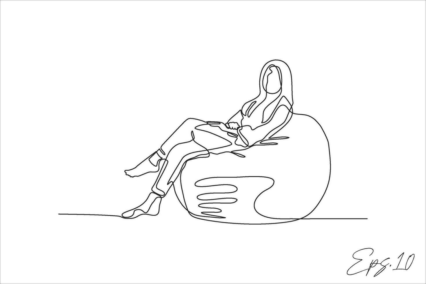 continuo línea vector ilustración mujer sentado relajarse