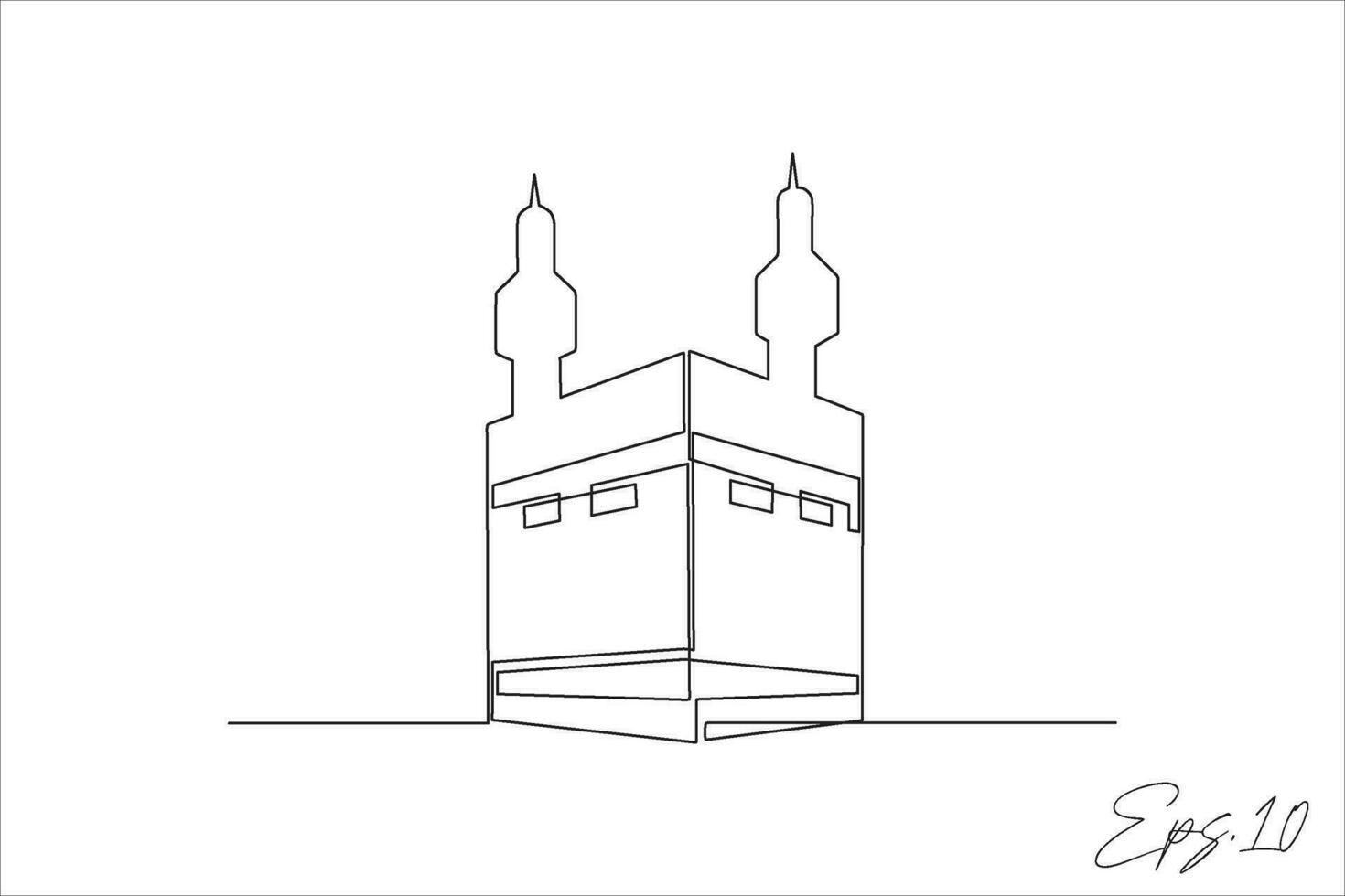continuous line vector illustration of kaaba building
