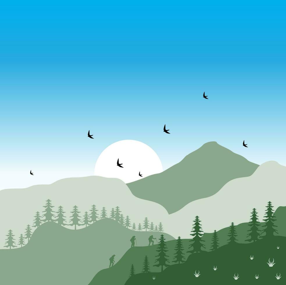 beautiful mountain landscape vector illustration design template