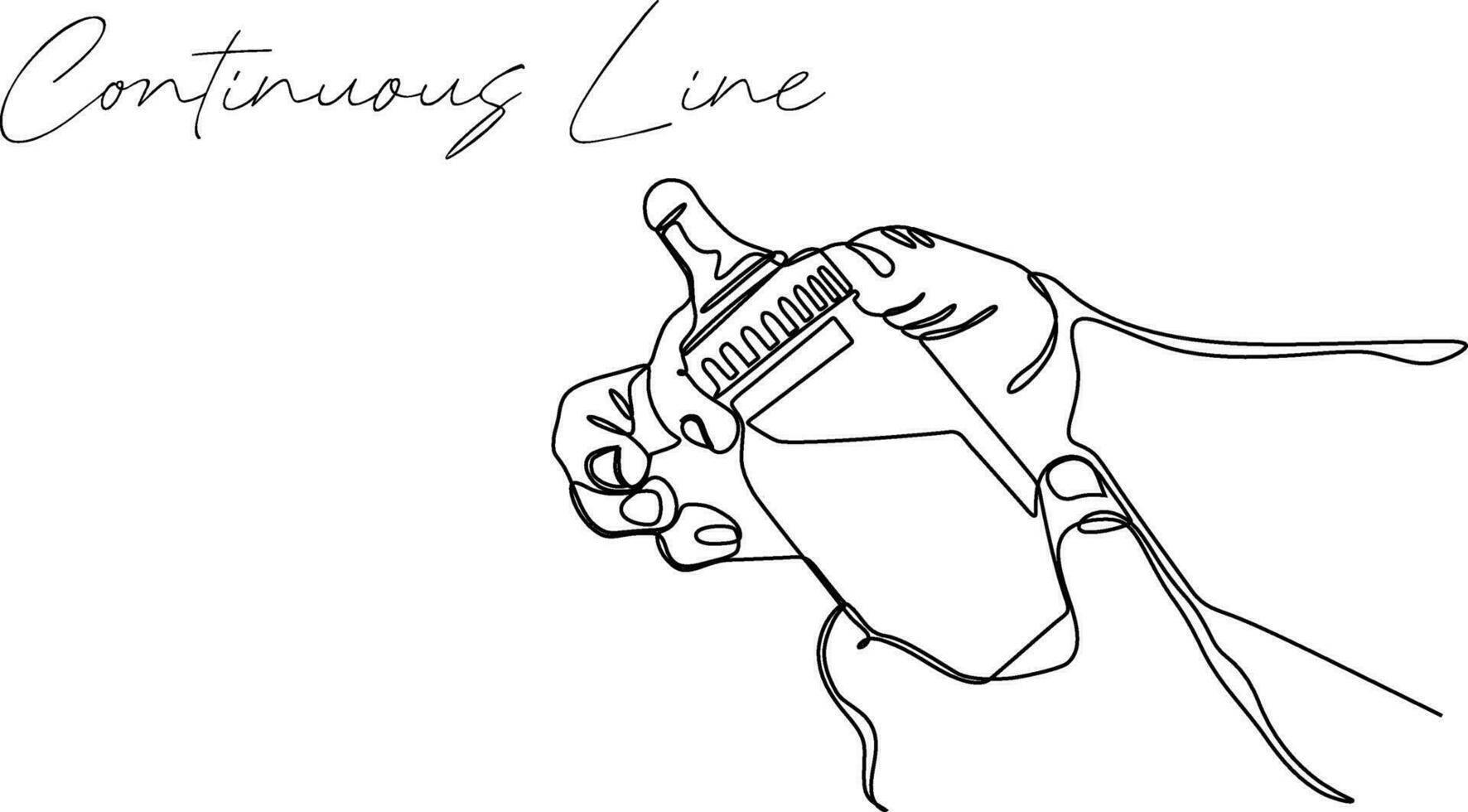 continuous line illustration of a hand holding a milk bottle vector