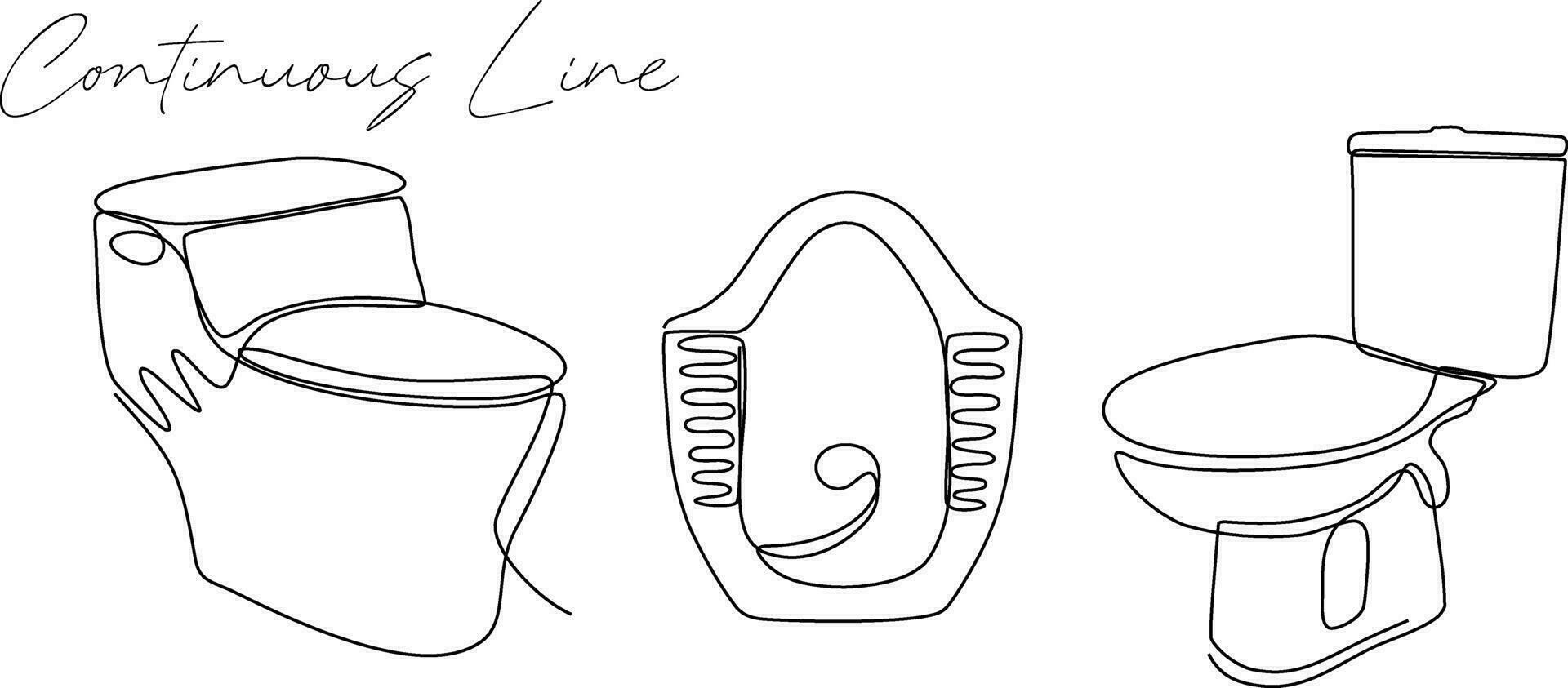 continuous line toilet bundle set white background vector