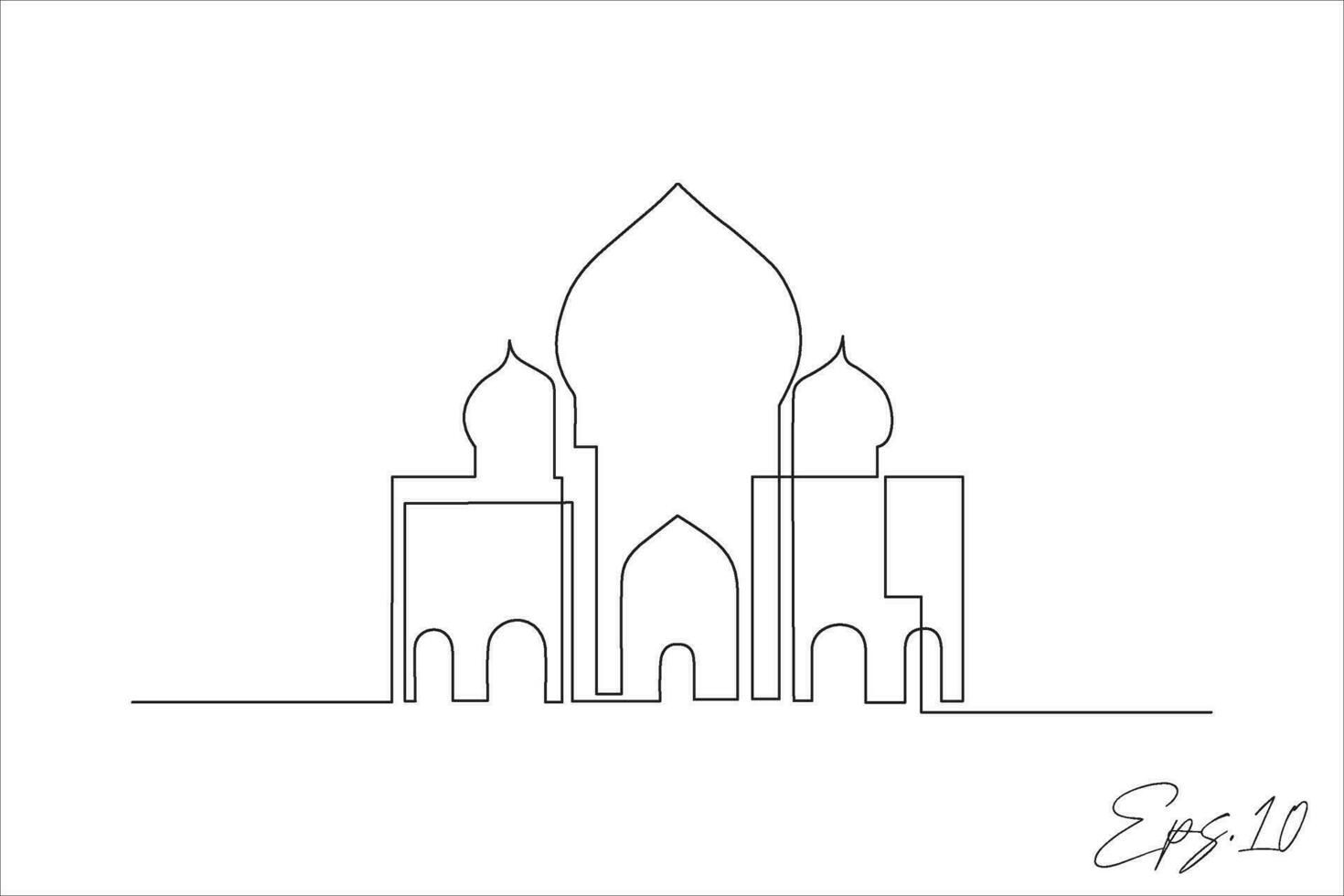 mosque building continuous line vector illustration