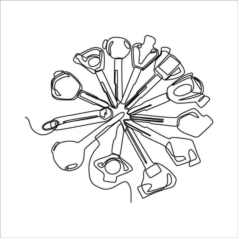 continuo línea dibujo de motocicleta llave vector